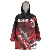 Tuskegee Airmen Red Tails Wearable Blanket Hoodie Straighten Up and Fly Right - Black Red - Wonder Print Shop
