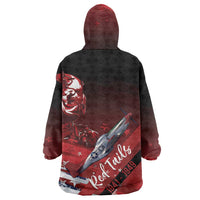 Tuskegee Airmen Red Tails Wearable Blanket Hoodie Straighten Up and Fly Right - Black Red - Wonder Print Shop