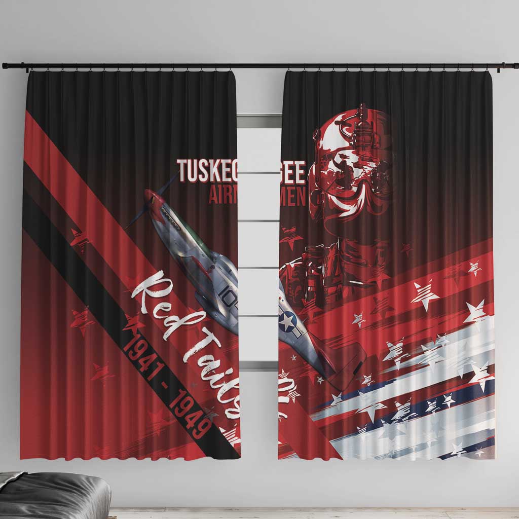 Tuskegee Airmen Red Tails Window Curtain Straighten Up and Fly Right - Black Red - Wonder Print Shop