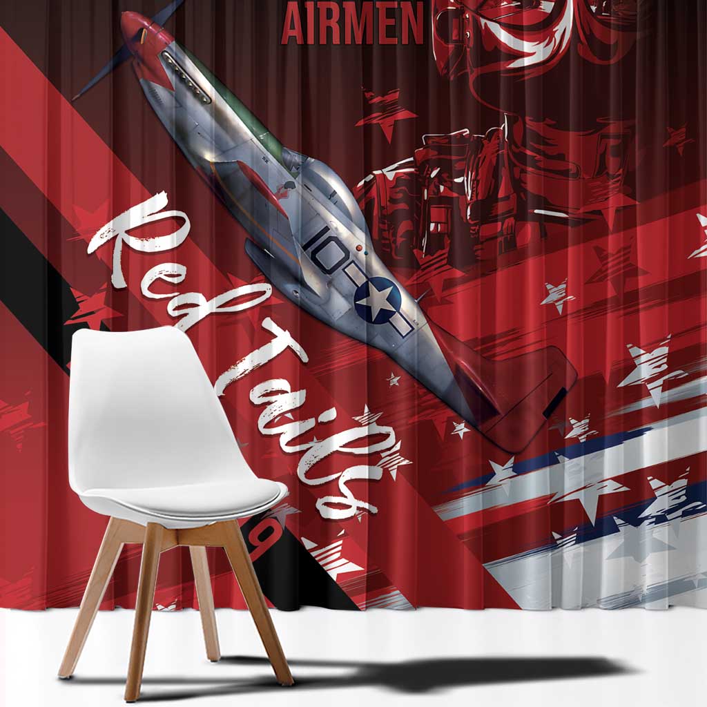 Tuskegee Airmen Red Tails Window Curtain Straighten Up and Fly Right - Black Red - Wonder Print Shop