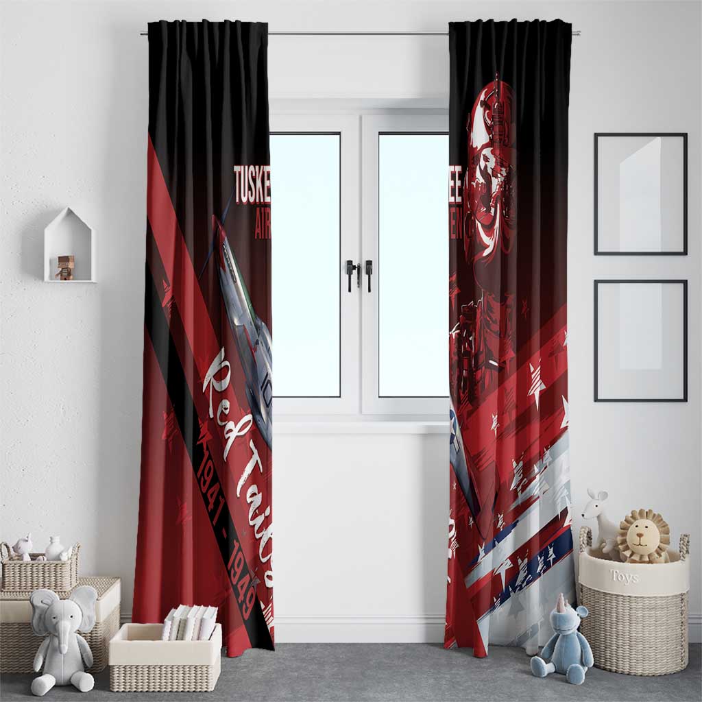 Tuskegee Airmen Red Tails Window Curtain Straighten Up and Fly Right - Black Red - Wonder Print Shop