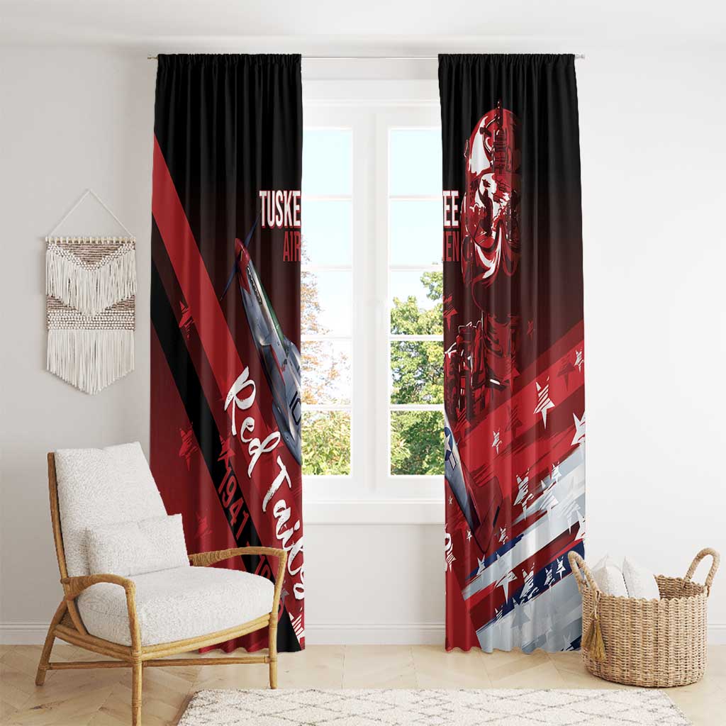 Tuskegee Airmen Red Tails Window Curtain Straighten Up and Fly Right - Black Red - Wonder Print Shop