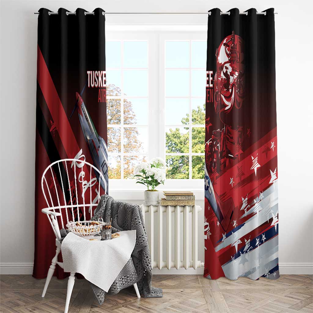 Tuskegee Airmen Red Tails Window Curtain Straighten Up and Fly Right - Black Red - Wonder Print Shop