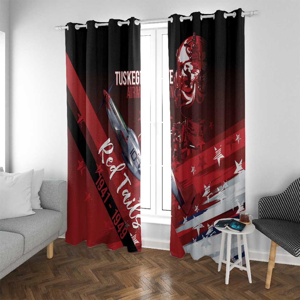 Tuskegee Airmen Red Tails Window Curtain Straighten Up and Fly Right - Black Red - Wonder Print Shop