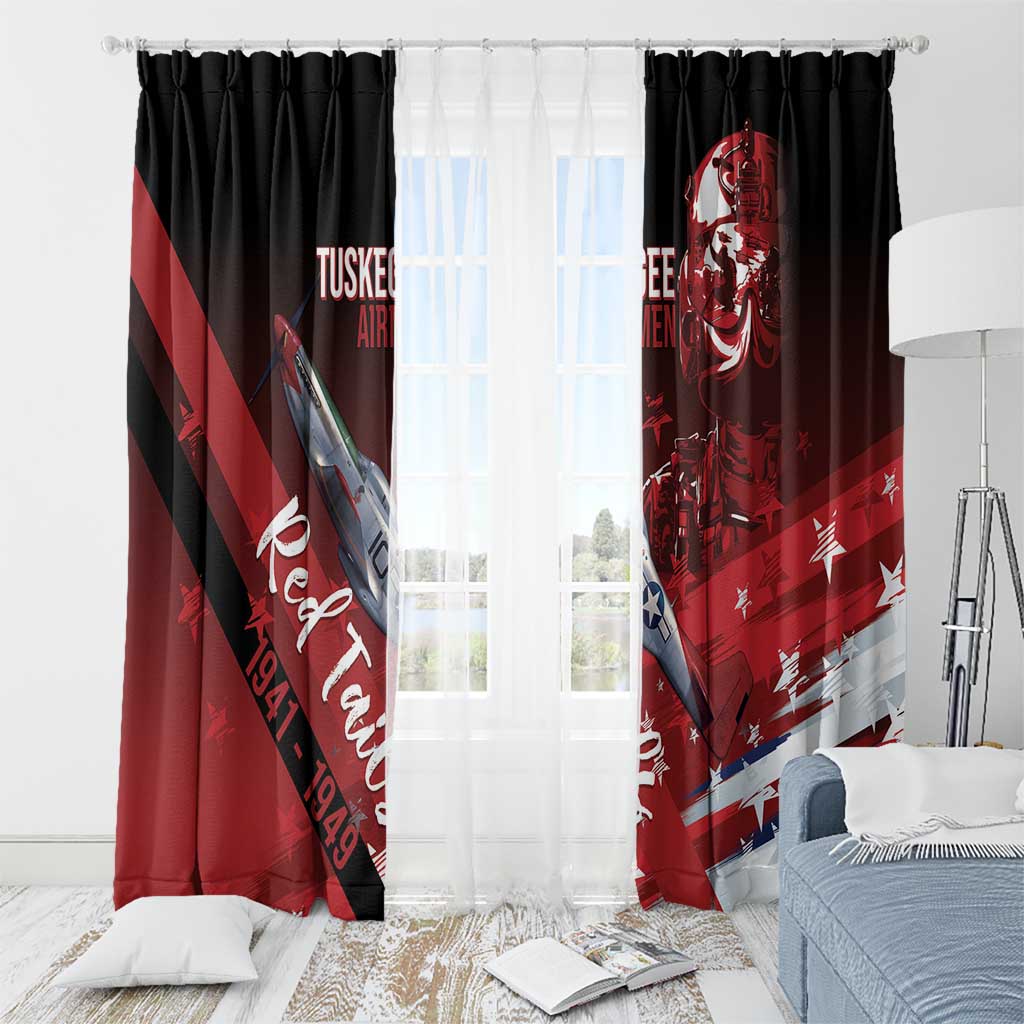 Tuskegee Airmen Red Tails Window Curtain Straighten Up and Fly Right - Black Red - Wonder Print Shop