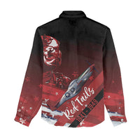Tuskegee Airmen Red Tails Women Casual Shirt Straighten Up and Fly Right - Black Red - Wonder Print Shop