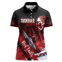 Tuskegee Airmen Red Tails Women Polo Shirt Straighten Up and Fly Right - Black Red - Wonder Print Shop