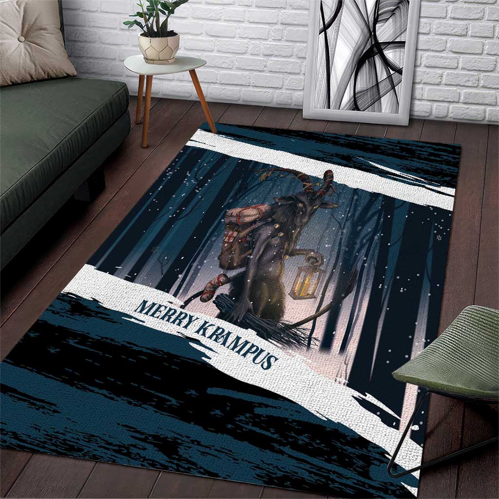 Merry Christmas Area Rug Krampus in The Woods - Dark Teal LT7 - Wonder Print Shop