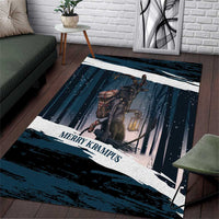 Merry Christmas Area Rug Krampus in The Woods - Dark Teal LT7 - Wonder Print Shop