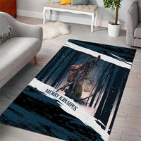 Merry Christmas Area Rug Krampus in The Woods - Dark Teal LT7 - Wonder Print Shop