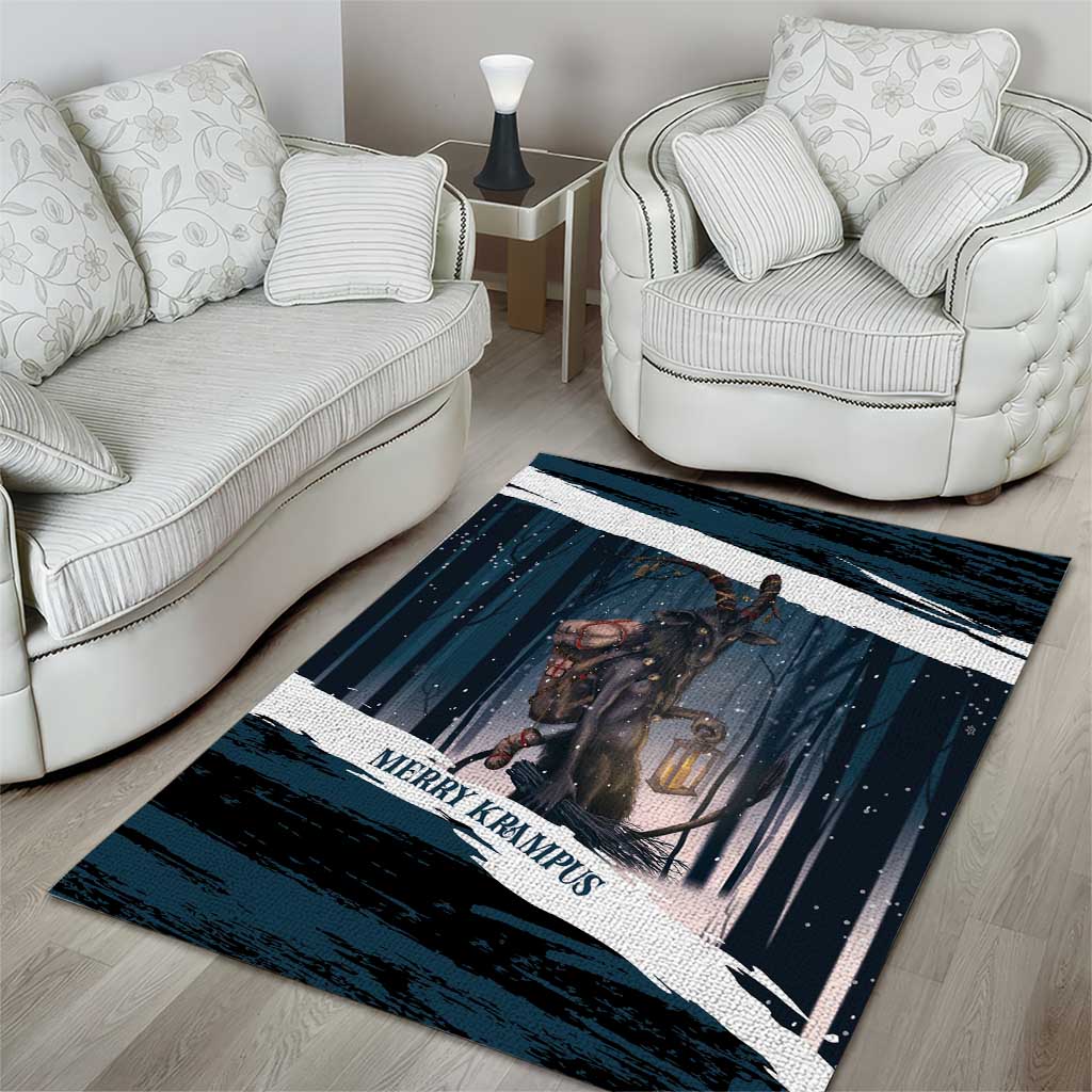 Merry Christmas Area Rug Krampus in The Woods - Dark Teal LT7 - Wonder Print Shop