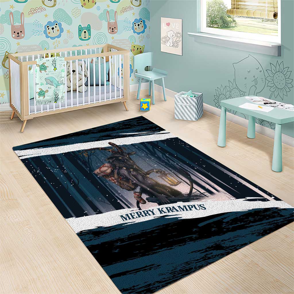 Merry Christmas Area Rug Krampus in The Woods - Dark Teal LT7 - Wonder Print Shop