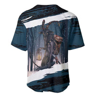 Merry Christmas Baseball Jersey Krampus in The Woods - Dark Teal LT7 - Wonder Print Shop