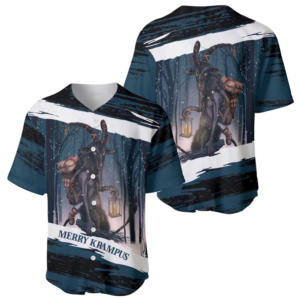 Merry Christmas Baseball Jersey Krampus in The Woods - Dark Teal LT7 - Wonder Print Shop