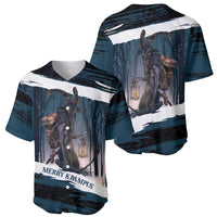Merry Christmas Baseball Jersey Krampus in The Woods - Dark Teal LT7 - Wonder Print Shop
