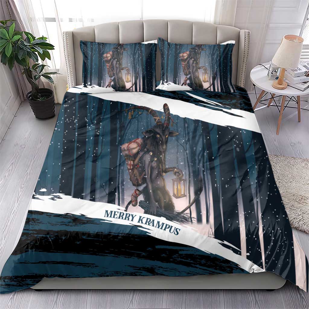 Merry Christmas Bedding Set Krampus in The Woods - Dark Teal LT7 - Wonder Print Shop