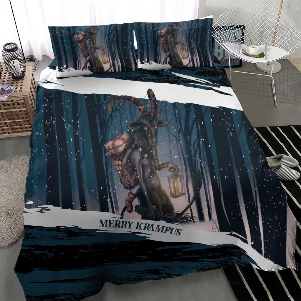 Merry Christmas Bedding Set Krampus in The Woods - Dark Teal LT7 - Wonder Print Shop