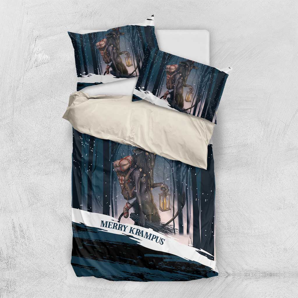 Merry Christmas Bedding Set Krampus in The Woods - Dark Teal LT7 - Wonder Print Shop