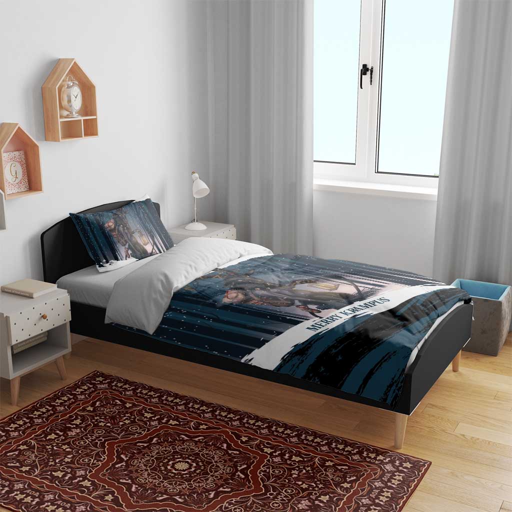 Merry Christmas Bedding Set Krampus in The Woods - Dark Teal LT7 - Wonder Print Shop