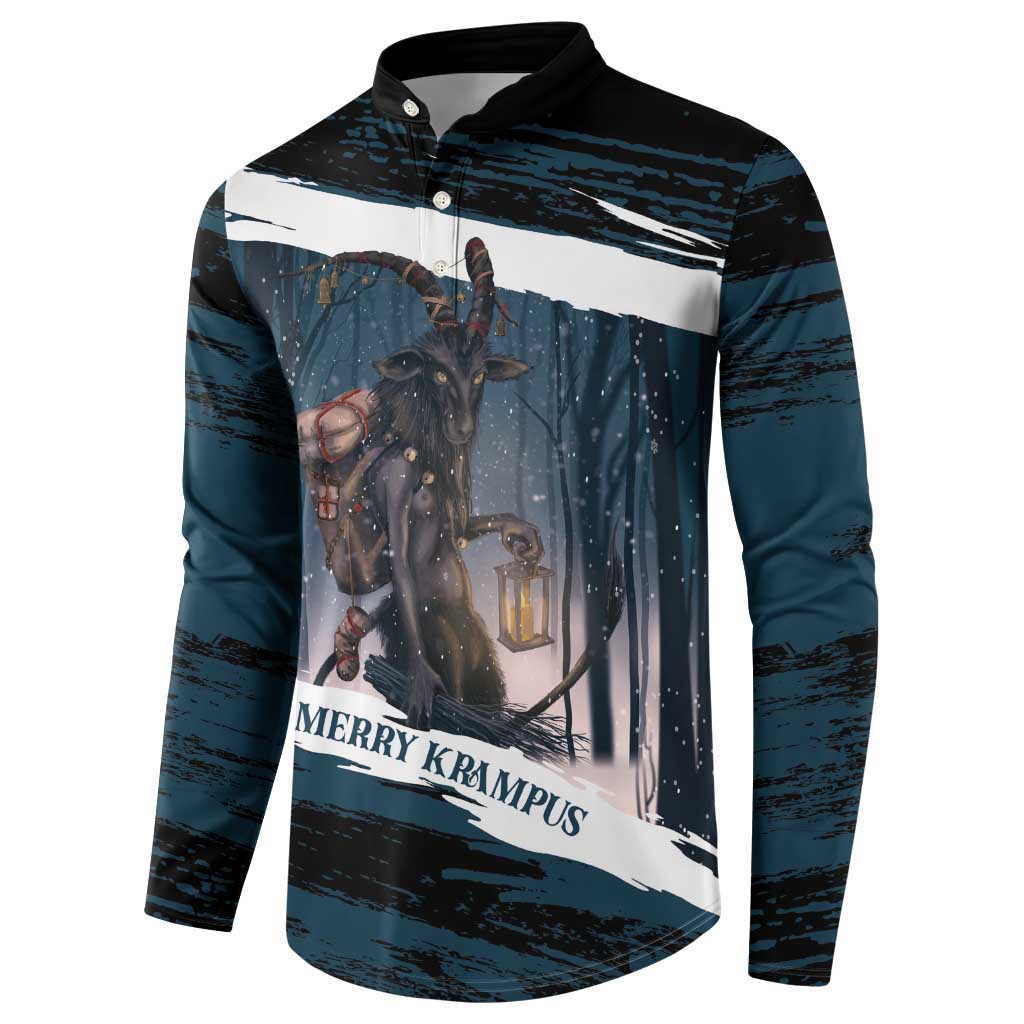 Merry Christmas Button Sweatshirt Krampus in The Woods - Dark Teal LT7 - Wonder Print Shop