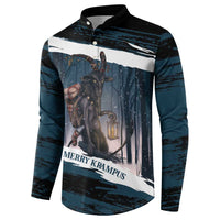 Merry Christmas Button Sweatshirt Krampus in The Woods - Dark Teal LT7 - Wonder Print Shop