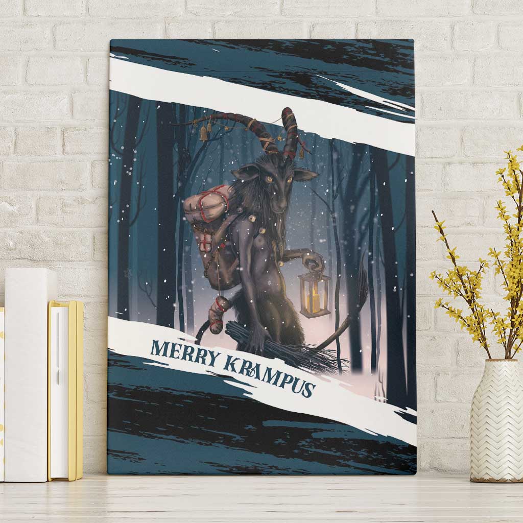 Merry Christmas Canvas Wall Art Krampus in The Woods - Dark Teal LT7 - Wonder Print Shop