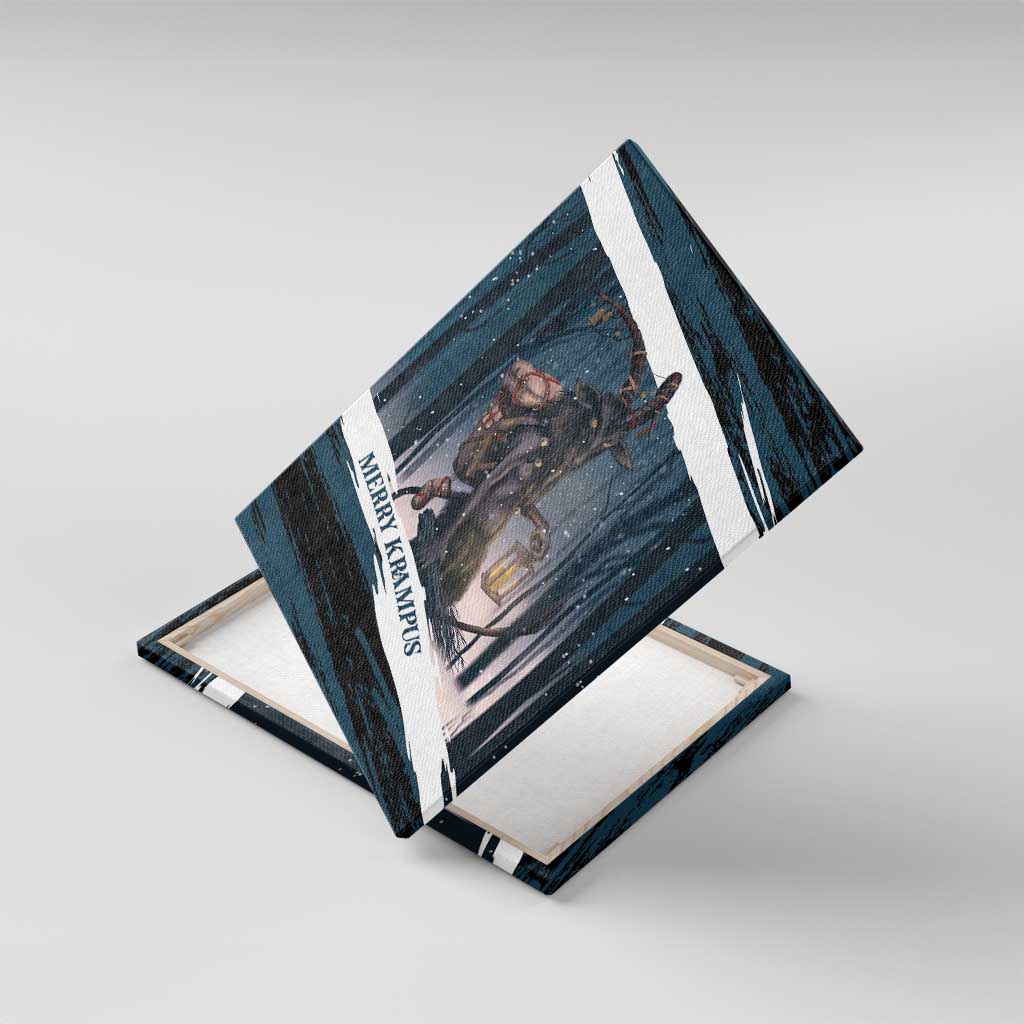 Merry Christmas Canvas Wall Art Krampus in The Woods - Dark Teal LT7 - Wonder Print Shop