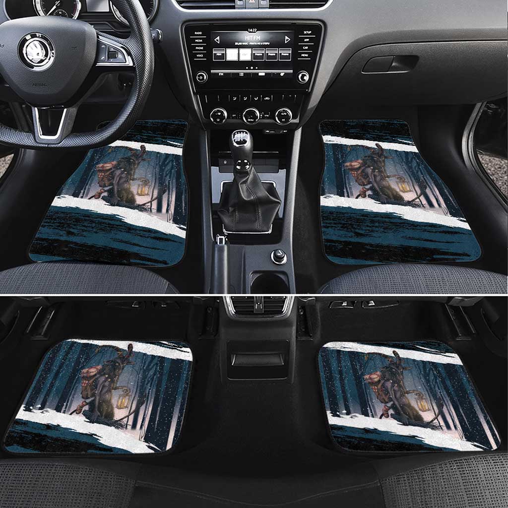 Merry Christmas Car Mats Krampus in The Woods - Dark Teal LT7 - Wonder Print Shop