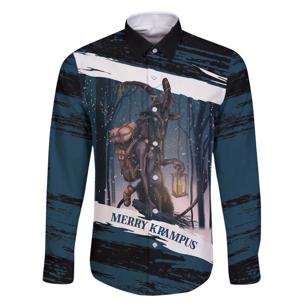 Merry Christmas Family Matching Long Sleeve Bodycon Dress and Hawaiian Shirt Krampus in The Woods - Dark Teal LT7 - Wonder Print Shop