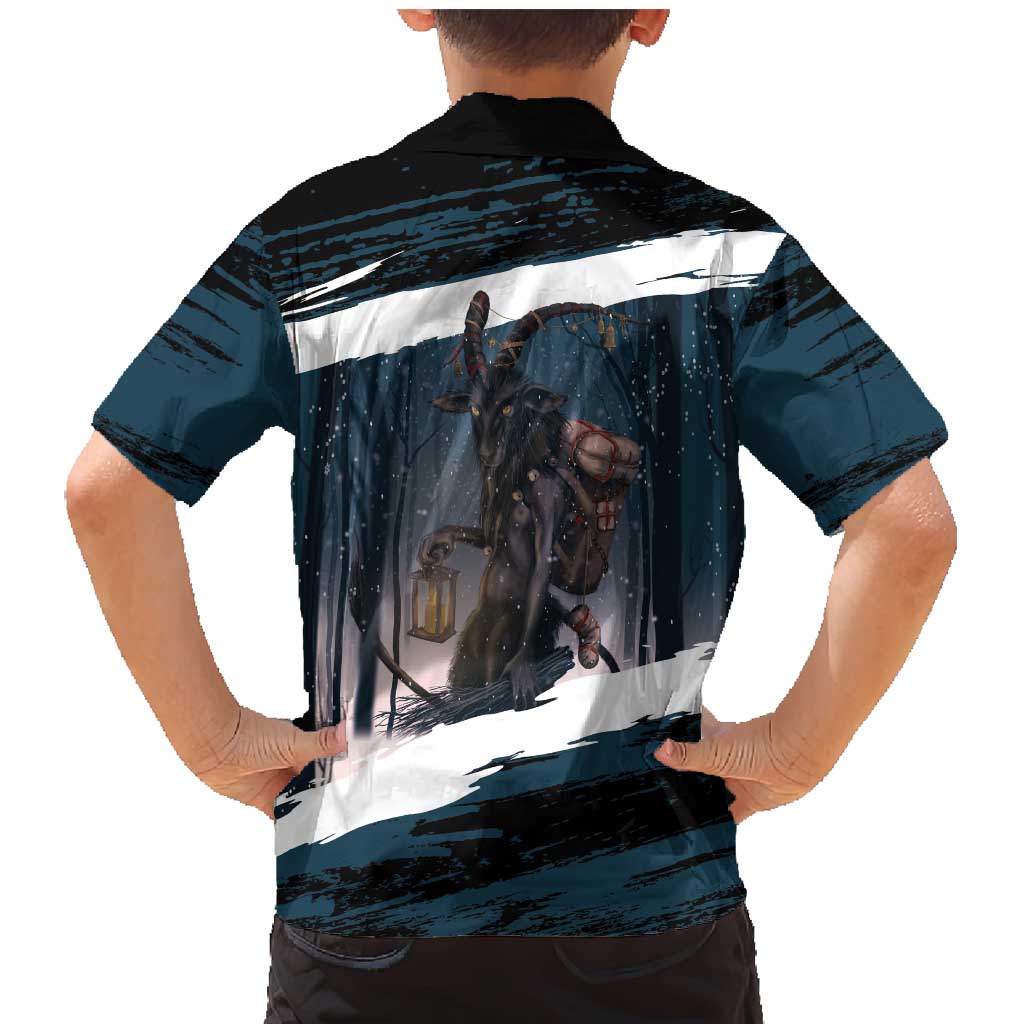 Merry Christmas Family Matching Mermaid Dress and Hawaiian Shirt Krampus in The Woods - Dark Teal LT7 - Wonder Print Shop