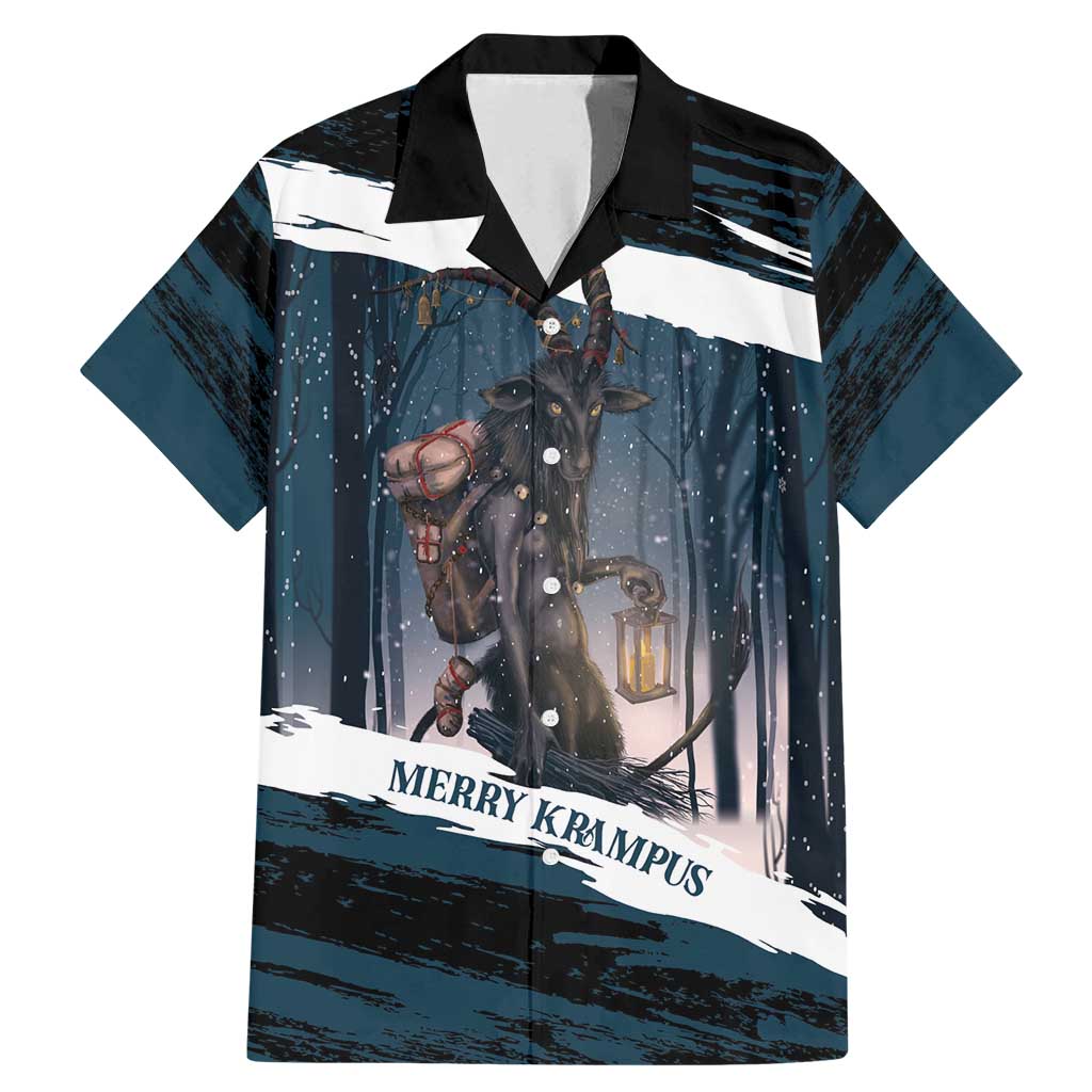 Merry Christmas Family Matching Mermaid Dress and Hawaiian Shirt Krampus in The Woods - Dark Teal LT7 - Wonder Print Shop