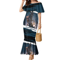 Merry Christmas Family Matching Mermaid Dress and Hawaiian Shirt Krampus in The Woods - Dark Teal LT7 - Wonder Print Shop