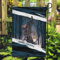 Merry Christmas Garden Flag Krampus in The Woods - Dark Teal - Wonder Print Shop