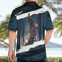 Merry Christmas Hawaiian Shirt Krampus in The Woods - Dark Teal - Wonder Print Shop