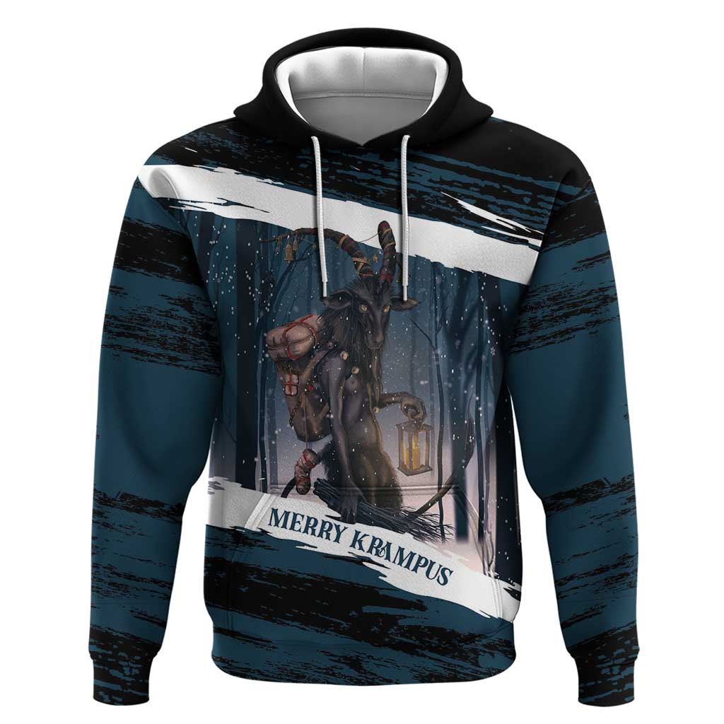 Merry Christmas Hoodie Krampus in The Woods - Dark Teal - Wonder Print Shop