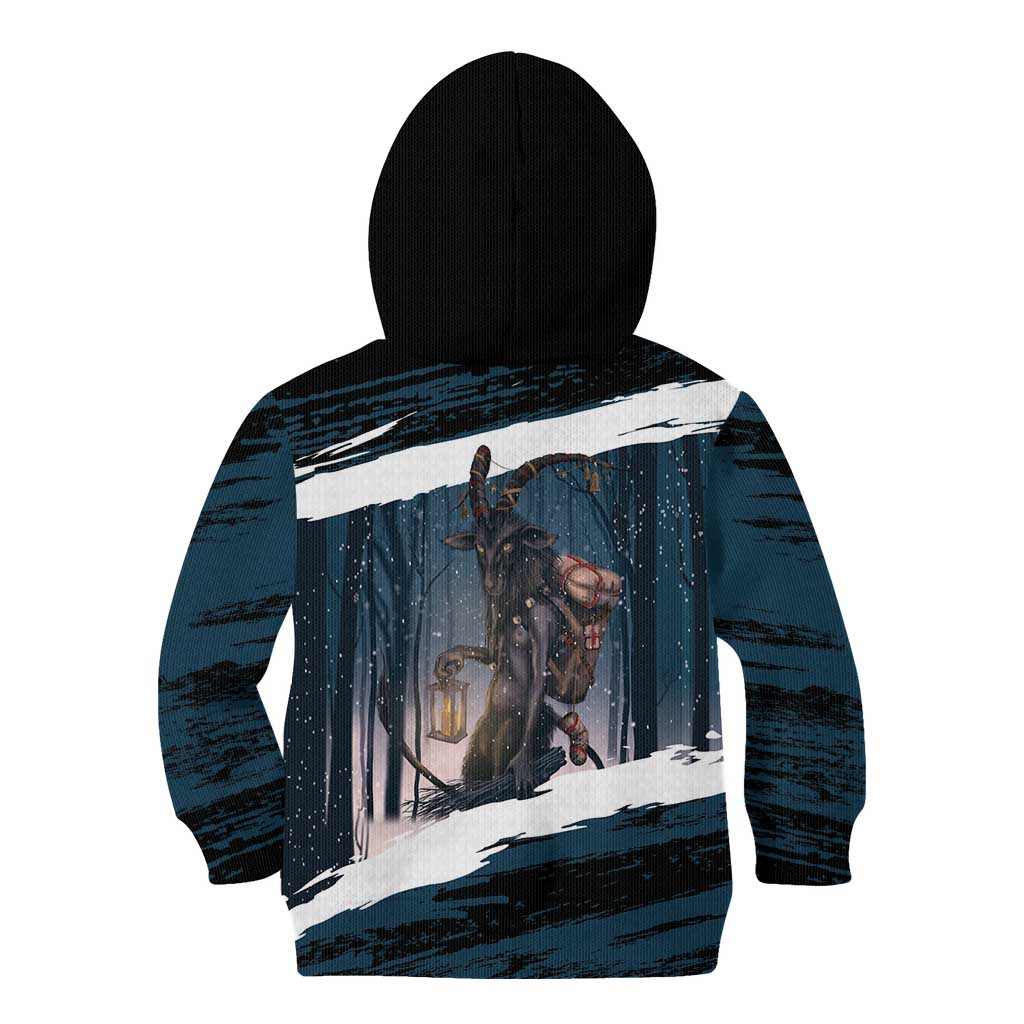Merry Christmas Kid Hoodie Krampus in The Woods - Dark Teal - Wonder Print Shop