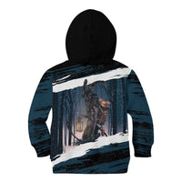 Merry Christmas Kid Hoodie Krampus in The Woods - Dark Teal - Wonder Print Shop