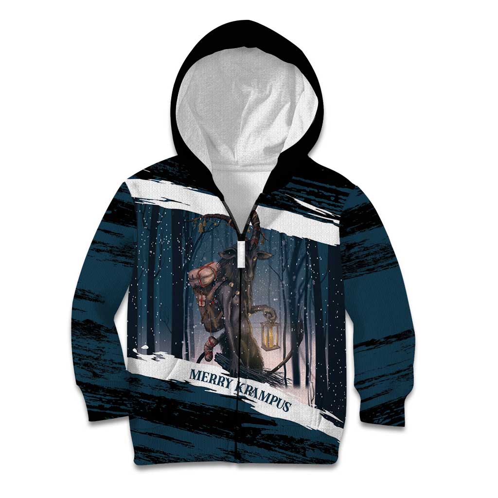 Merry Christmas Kid Hoodie Krampus in The Woods - Dark Teal - Wonder Print Shop