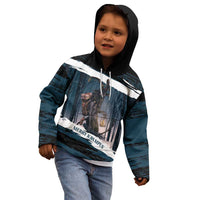 Merry Christmas Kid Hoodie Krampus in The Woods - Dark Teal - Wonder Print Shop