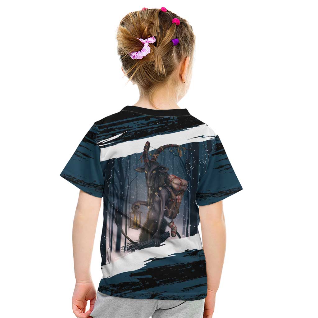 Merry Christmas Kid T Shirt Krampus in The Woods - Dark Teal - Wonder Print Shop