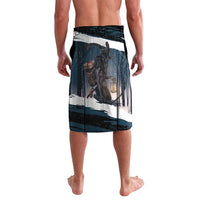 Merry Christmas Lavalava Krampus in The Woods - Dark Teal - Wonder Print Shop