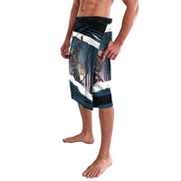 Merry Christmas Lavalava Krampus in The Woods - Dark Teal - Wonder Print Shop