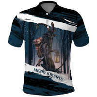 Merry Christmas Polo Shirt Krampus in The Woods - Dark Teal - Wonder Print Shop