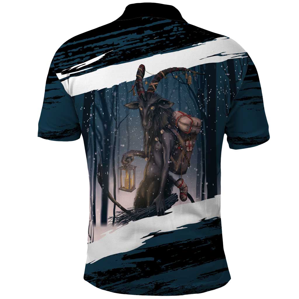 Merry Christmas Polo Shirt Krampus in The Woods - Dark Teal - Wonder Print Shop