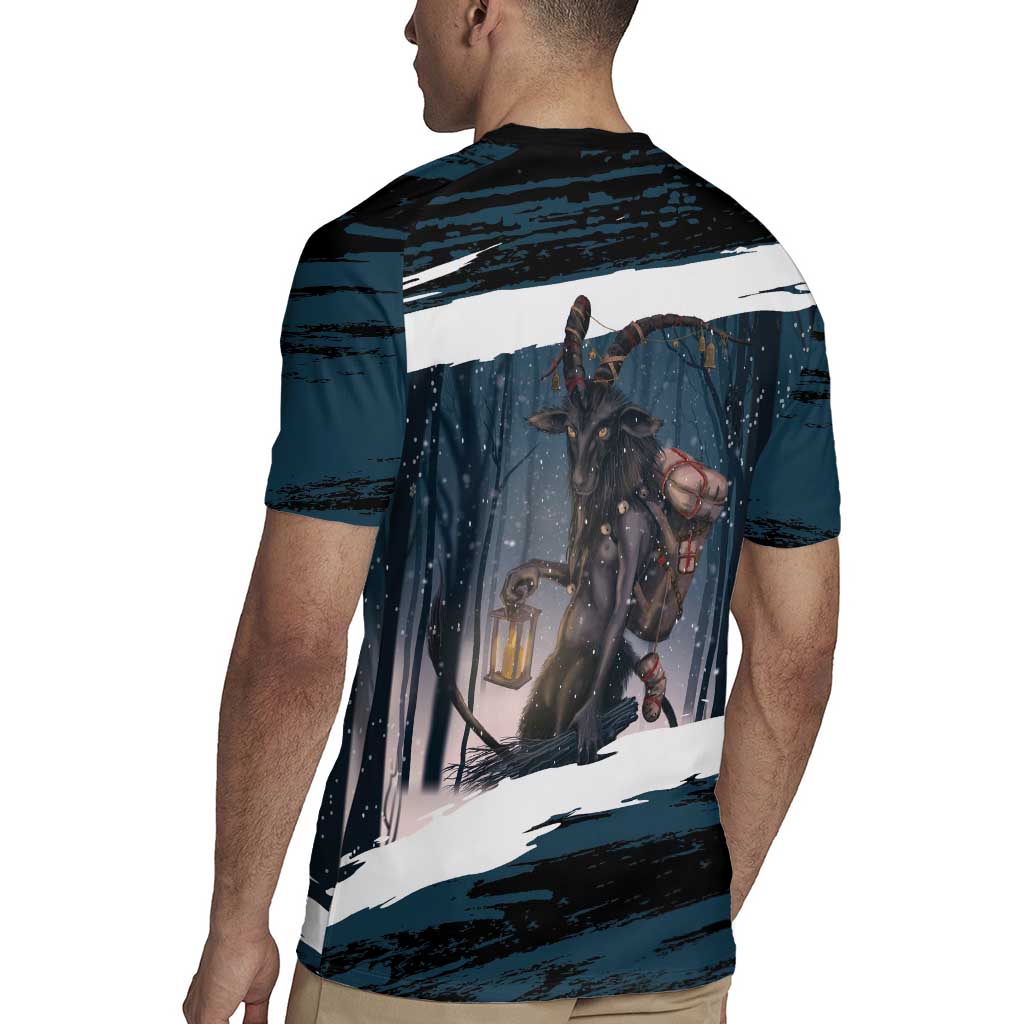 Merry Christmas Rugby Jersey Krampus in The Woods - Dark Teal - Wonder Print Shop
