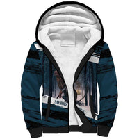 Merry Christmas Sherpa Hoodie Krampus in The Woods - Dark Teal - Wonder Print Shop