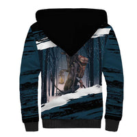 Merry Christmas Sherpa Hoodie Krampus in The Woods - Dark Teal - Wonder Print Shop