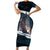 Merry Christmas Short Sleeve Bodycon Dress Krampus in The Woods - Dark Teal - Wonder Print Shop