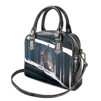 Merry Christmas Shoulder Handbag Krampus in The Woods - Dark Teal