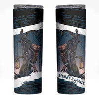 Merry Christmas Skinny Tumbler Krampus in The Woods - Dark Teal - Wonder Print Shop